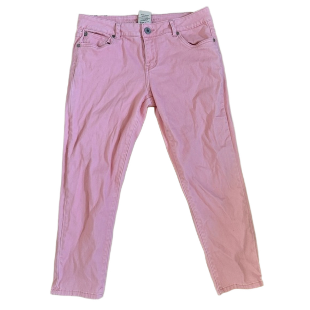Velvet Heart Pink Cropped Skinny Pants Jeans Y2K Vintage Kawaii Barbie Pink‎